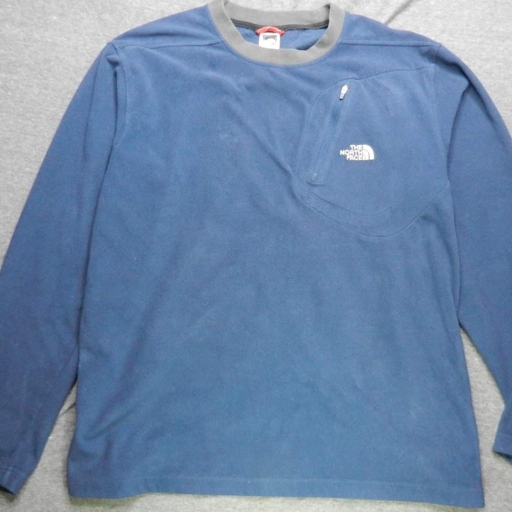 The North Face TKA 100 Shirt Mens Large Blue Gray Long Sleeve Fleece Performance